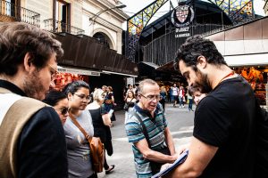 Explaining the history of La Boqueria