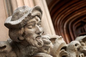 Sculpture at the entrance of Casa Amatller in Barcelona