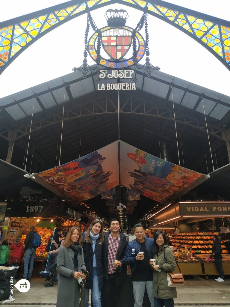 Group photo Barcelona Ancient Markets Walking Tour on 23 March 2022 with Marta