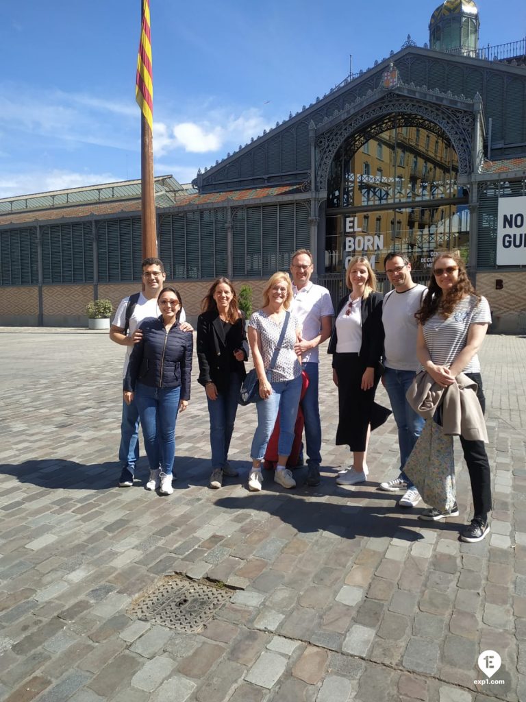 Group photo Barcelona Ancient Markets Walking Tour on 25 April 2022 with Marta