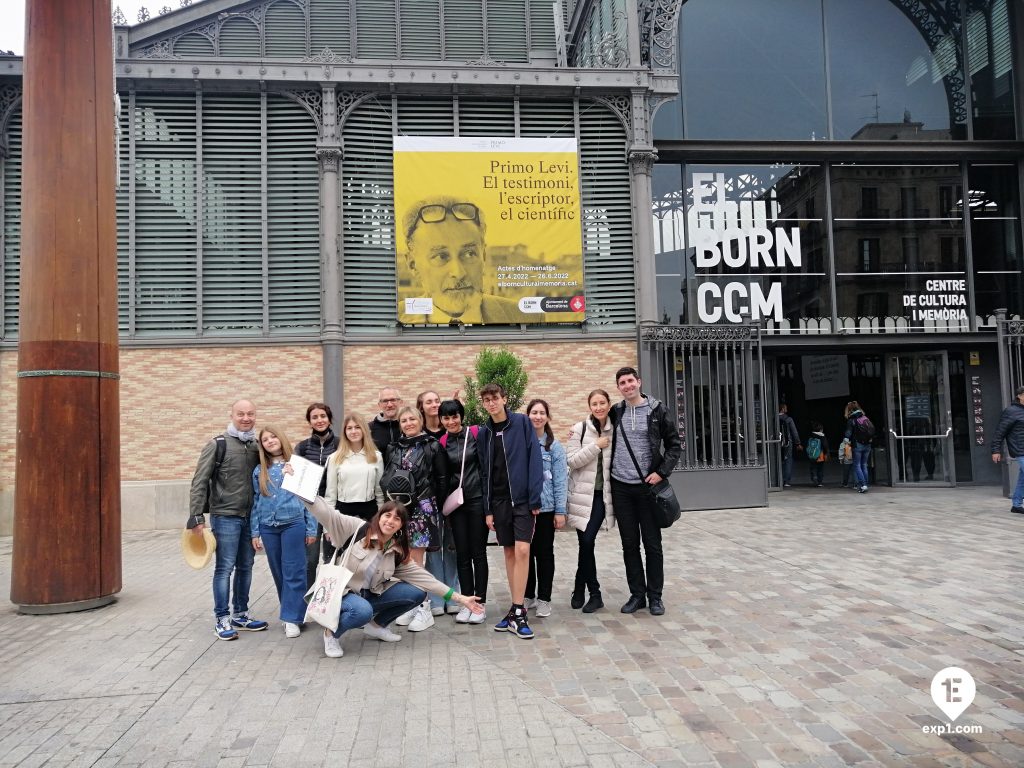 Group photo Barcelona Ancient Markets Walking Tour on 3 May 2022 with Cristina