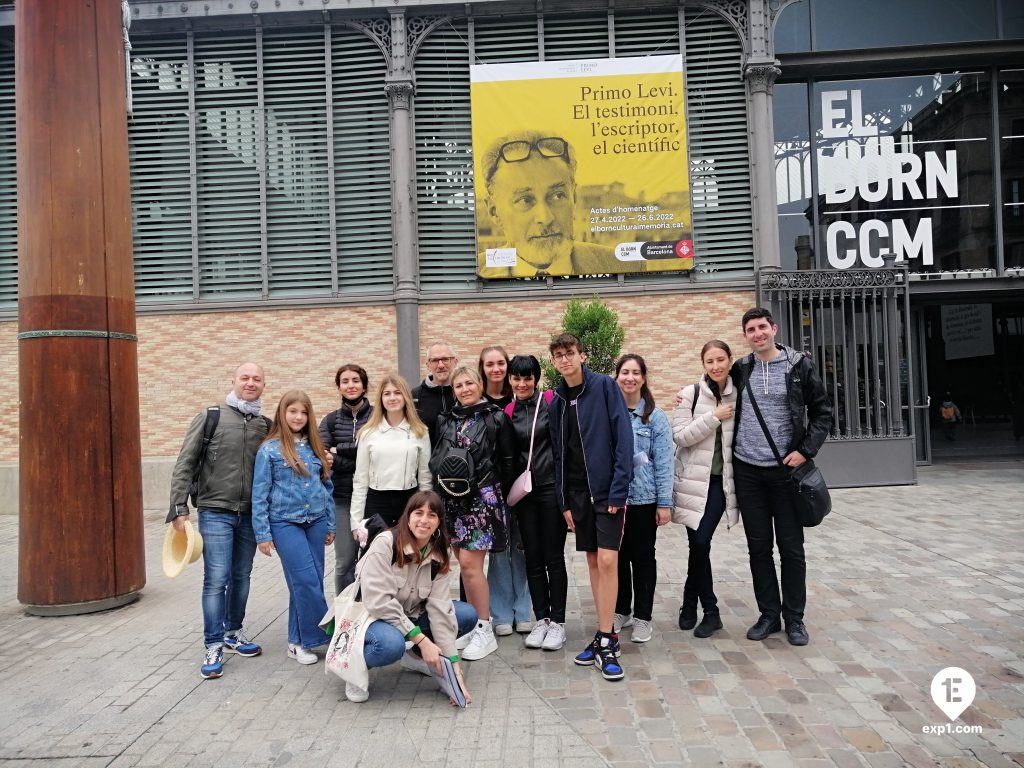 Group photo Barcelona Ancient Markets Walking Tour on 3 May 2022 with Cristina