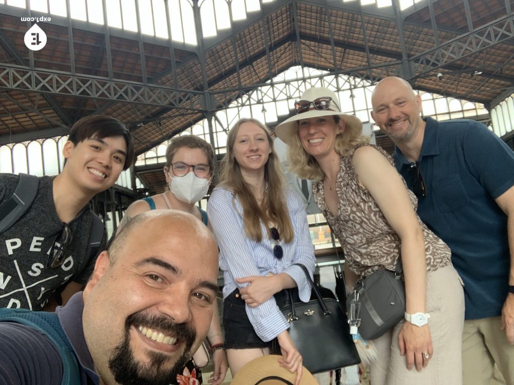 Group photo Barcelona Ancient Markets Walking Tour on 27 May 2022 with Alberto