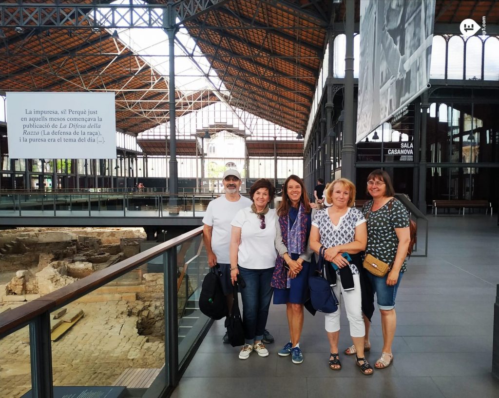 Group photo Barcelona Ancient Markets Walking Tour on 14 May 2022 with Marta