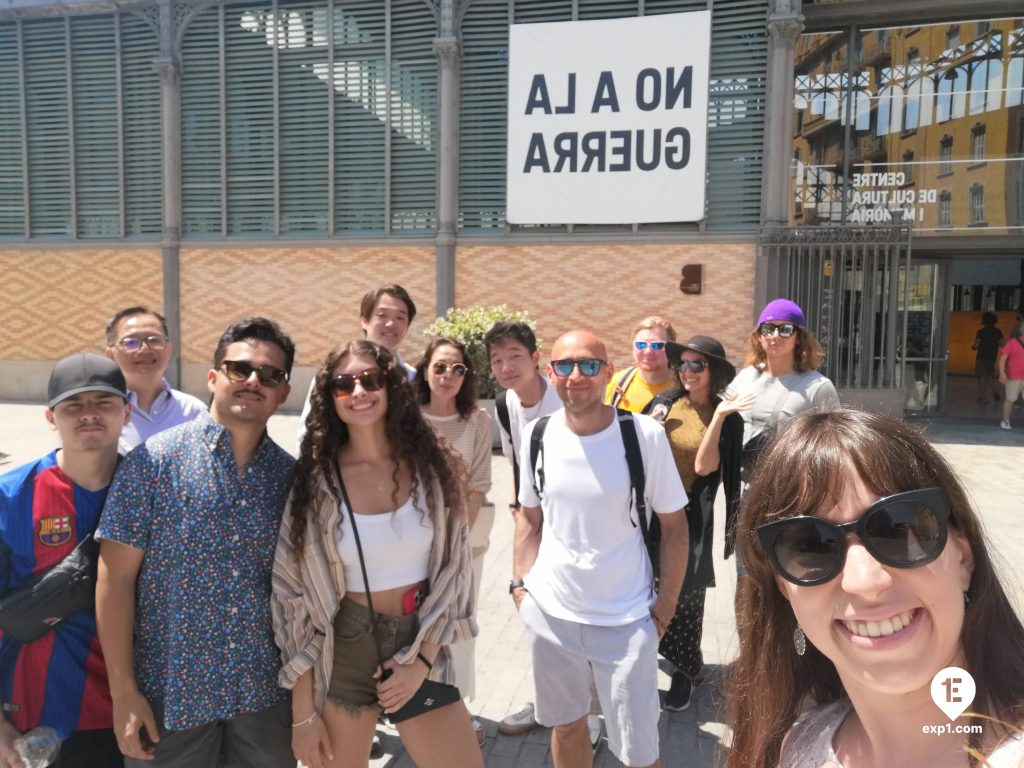 Group photo Barcelona Ancient Markets Walking Tour on 7 June 2022 with Cristina