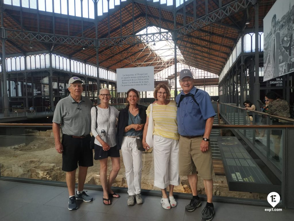 Group photo Barcelona Ancient Markets Walking Tour on 7 June 2022 with Marta