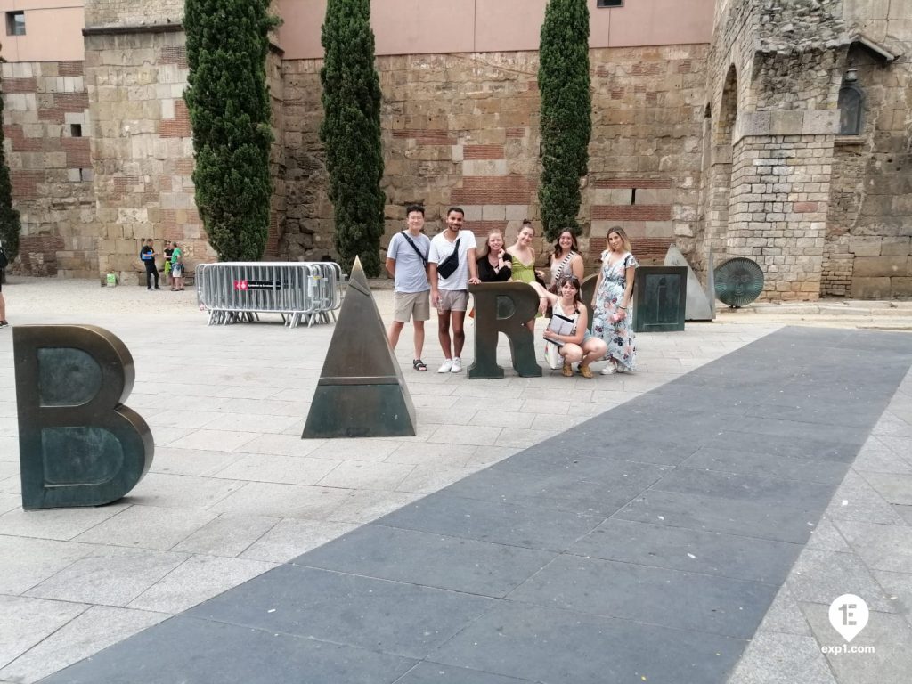 Group photo Barcelona Ancient Markets Walking Tour on 21 June 2022 with Cristina