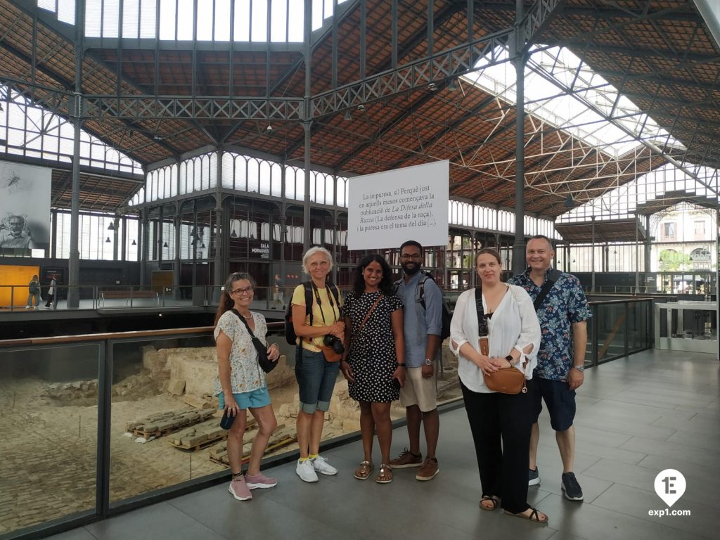 Group photo Barcelona Ancient Markets Walking Tour on 22 June 2022 with Marta