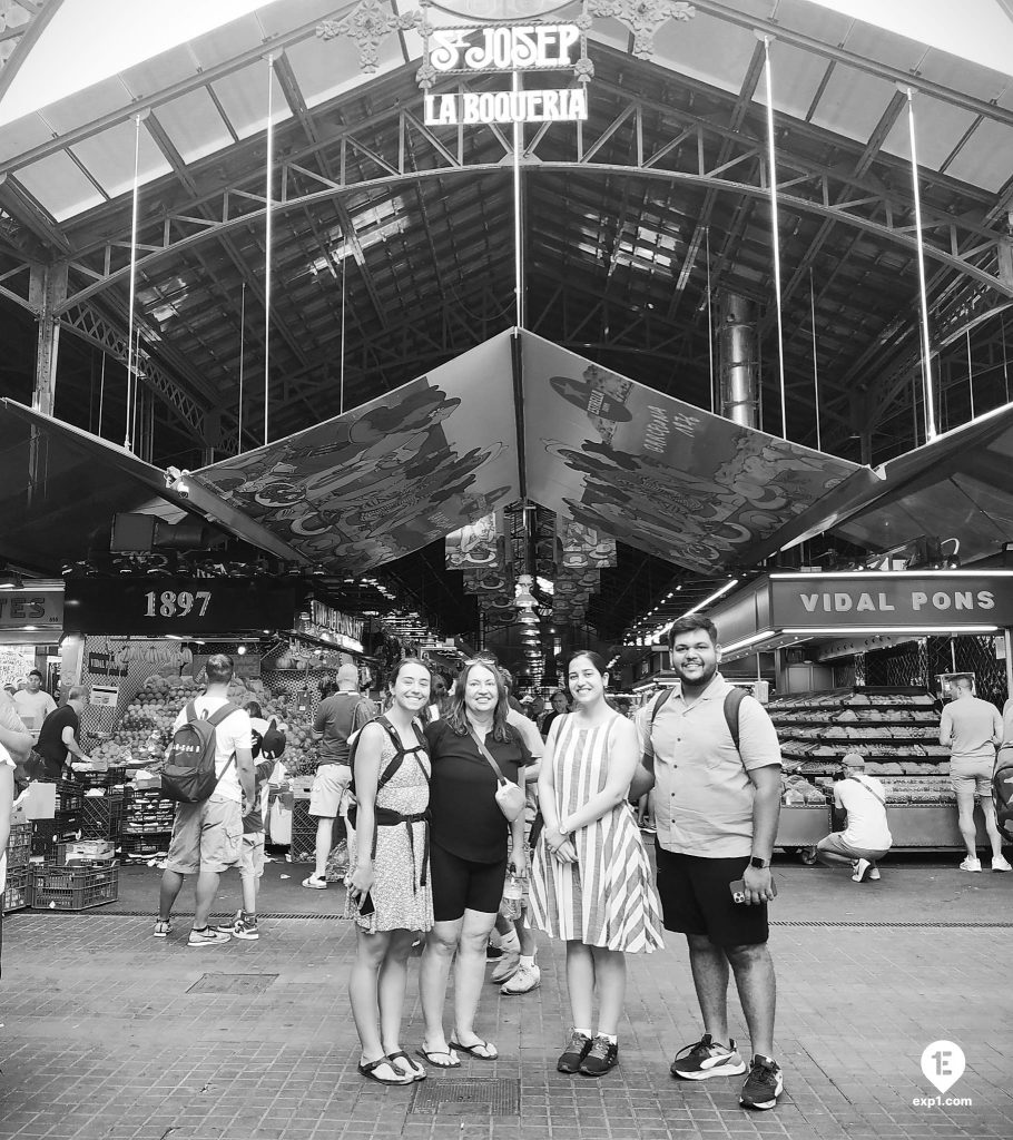 Group photo Barcelona Ancient Markets Walking Tour on 14 July 2022 with Marta