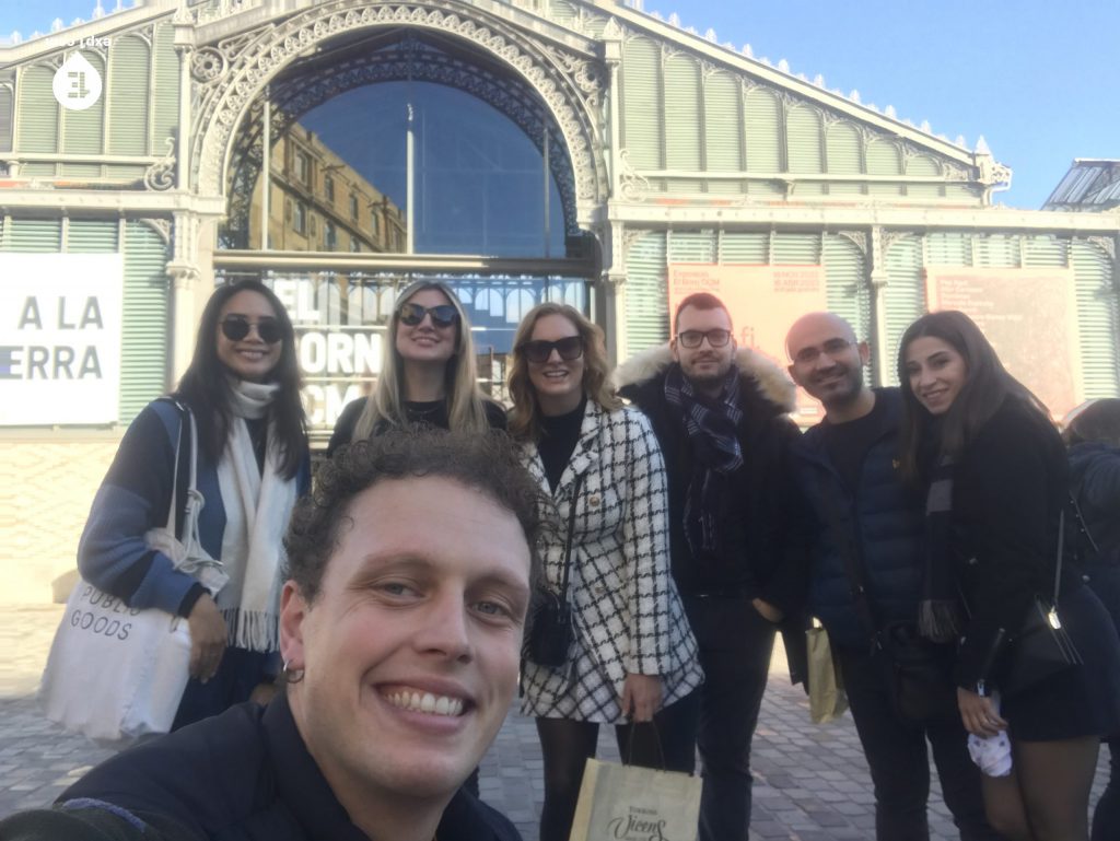 Group photo Barcelona Ancient Markets Walking Tour on 9 December 2022 with Eoghan