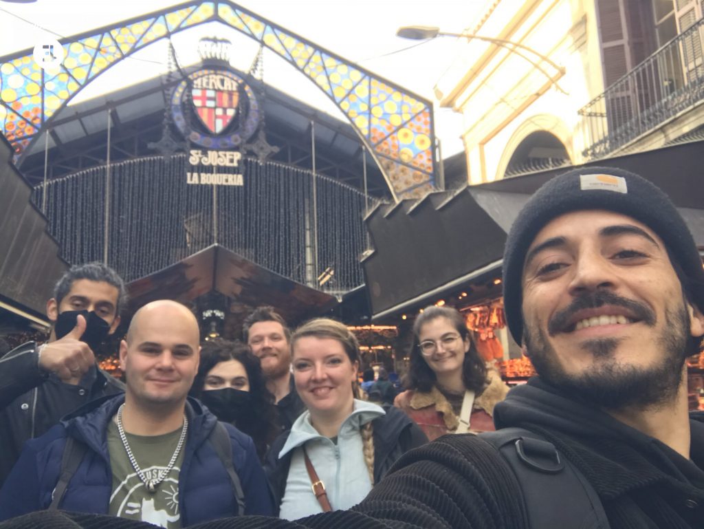 Group photo Barcelona Ancient Markets Walking Tour on 7 December 2022 with Carlos