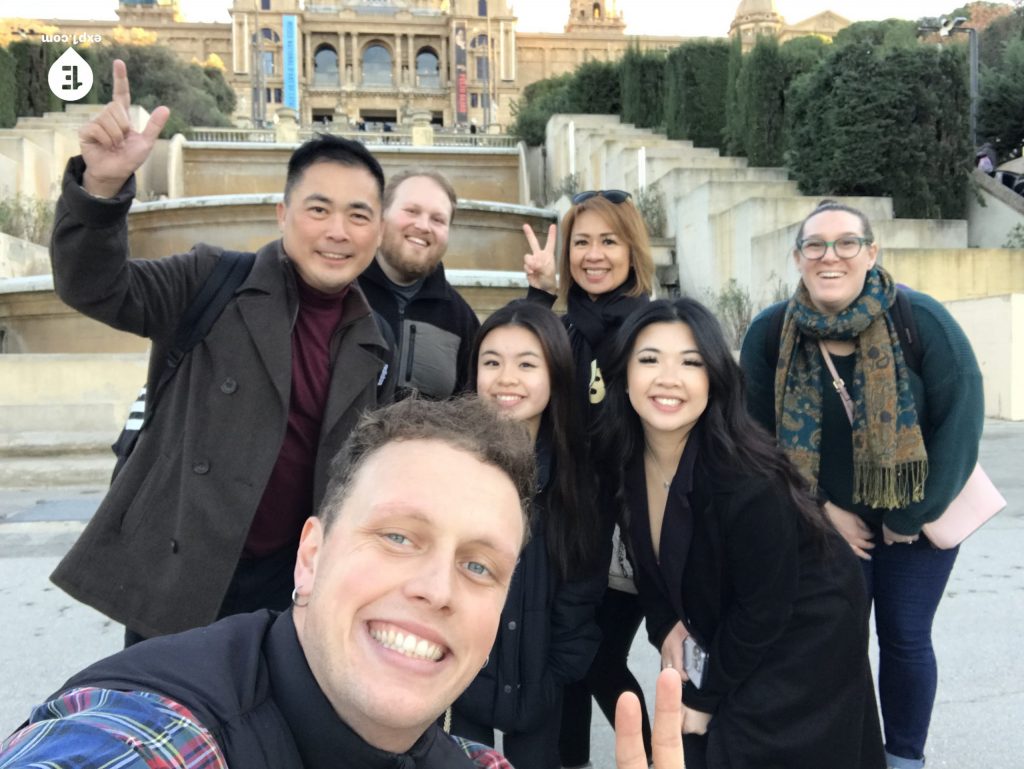 Group photo Montjuic Tour on 7 January 2023 with Eoghan