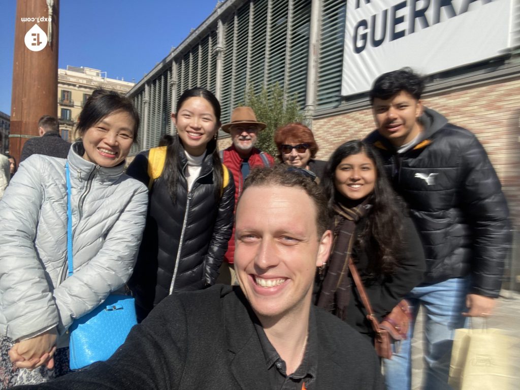 Group photo Barcelona Ancient Markets Walking Tour on 1 March 2023 with Eoghan