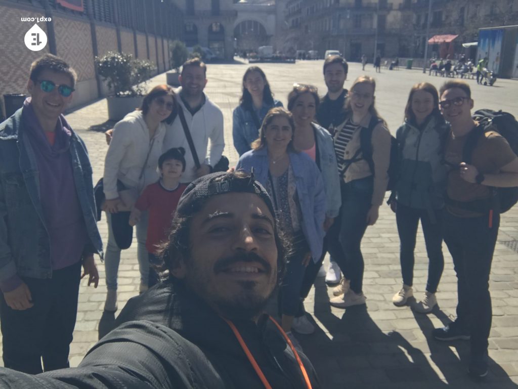 Group photo Barcelona Ancient Markets Walking Tour on 29 March 2023 with Carlos