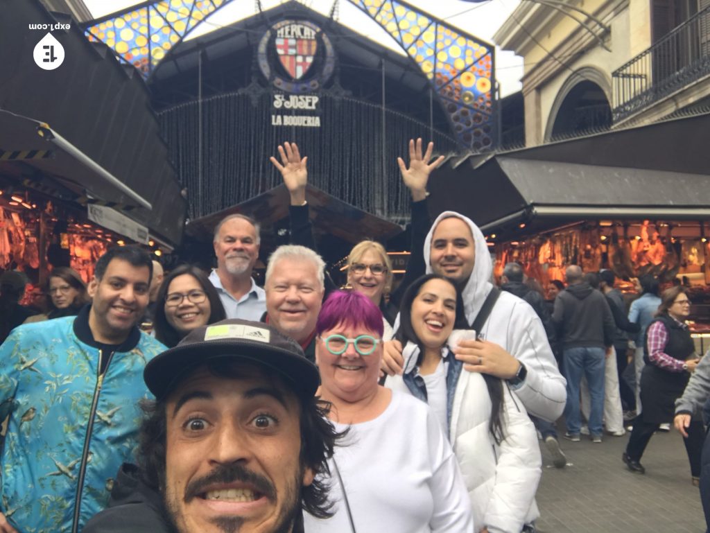 Group photo Barcelona Ancient Markets Walking Tour on 14 April 2023 with Carlos