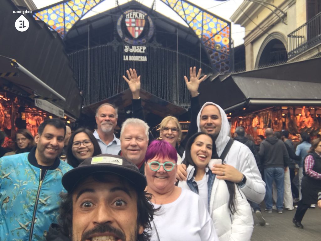 Group photo Barcelona Ancient Markets Walking Tour on 14 April 2023 with Carlos