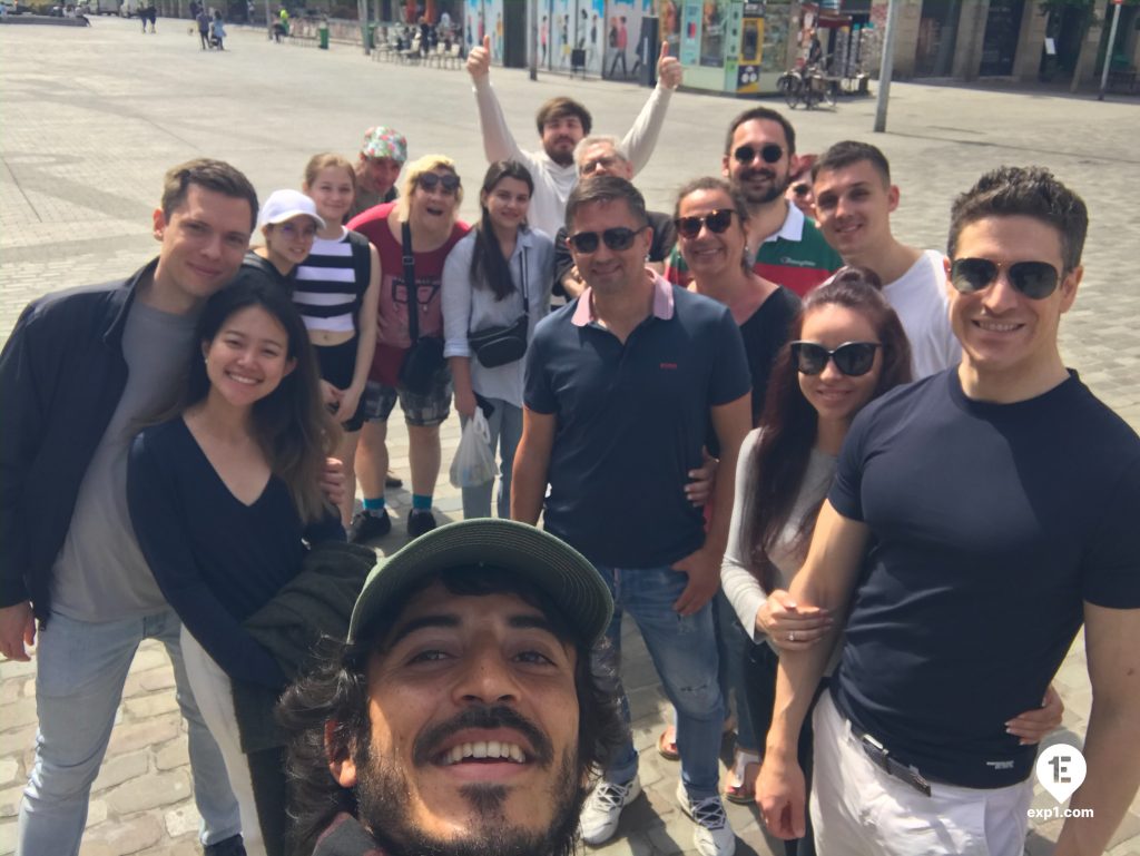 Group photo Barcelona Ancient Markets Walking Tour on 28 April 2023 with Carlos