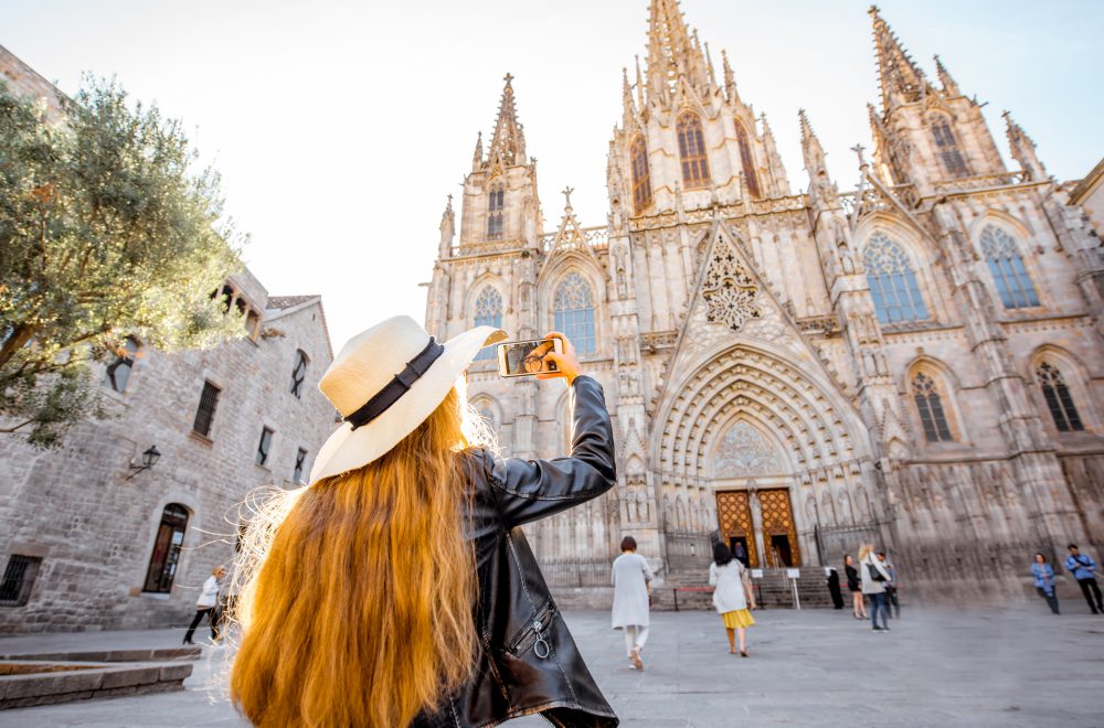 Woman traveling in Barcelona