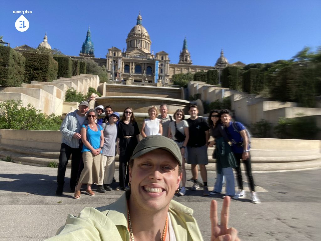 Group photo Montjuïc Walking Tour on 2 May 2023 with Eoghan