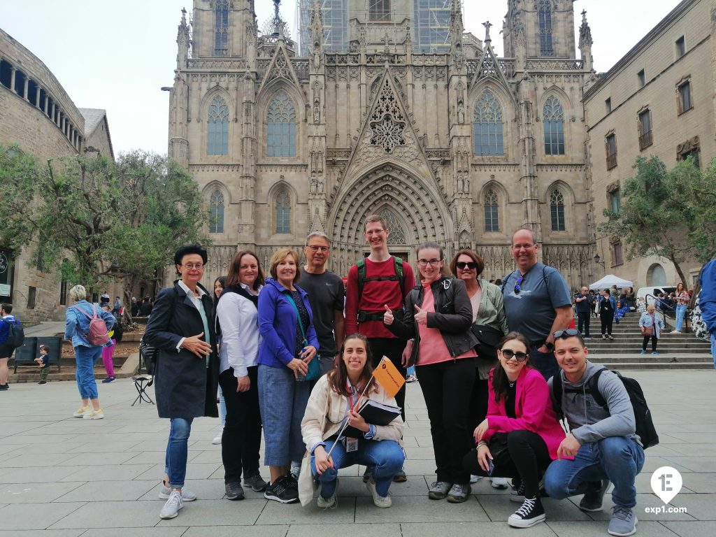 Group photo Barcelona Ancient Markets Walking Tour on 13 May 2023 with Cristina