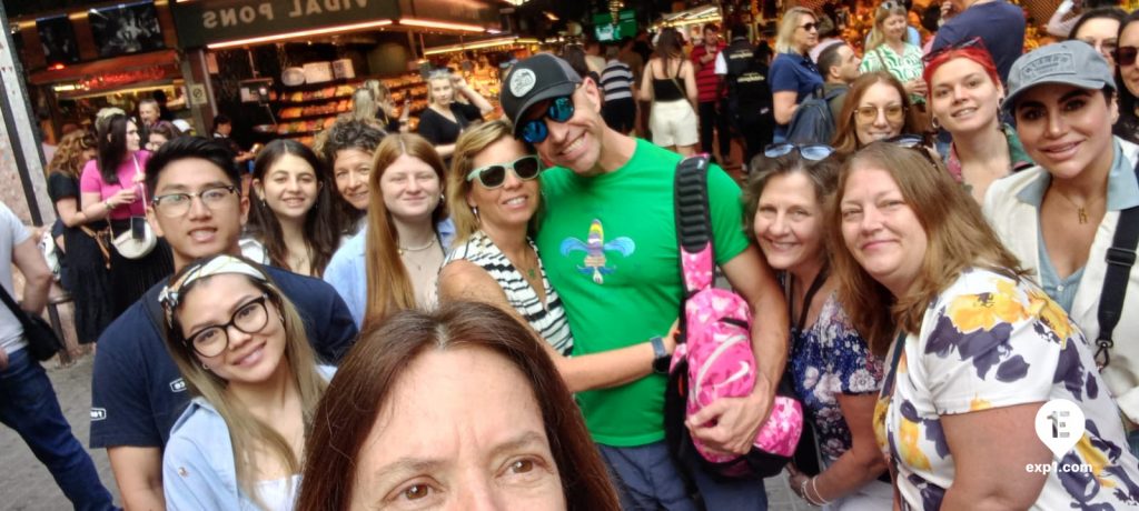 Group photo Barcelona Ancient Markets Walking Tour on 27 May 2023 with Marta