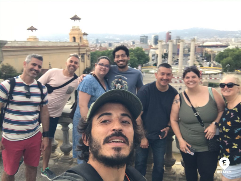 Group photo Montjuïc Walking Tour on 9 May 2023 with Carlos