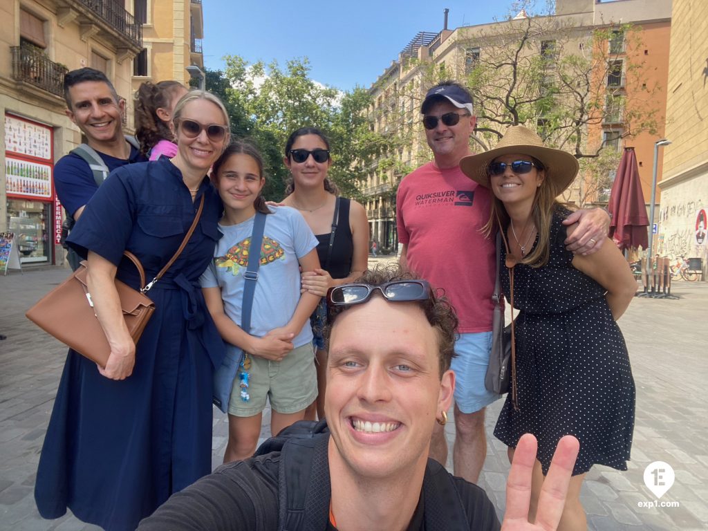 Group photo Barcelona Ancient Markets Walking Tour on 22 June 2023 with Eoghan