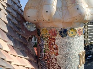 Close up of exterior art on Casa Batlló