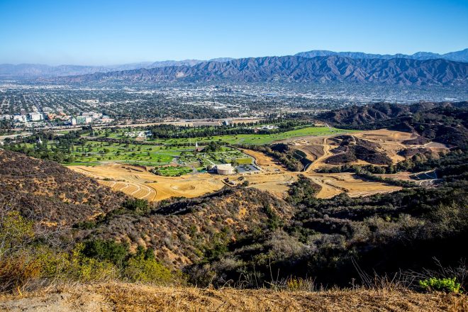 Aerial view of Griffith Park in LA
