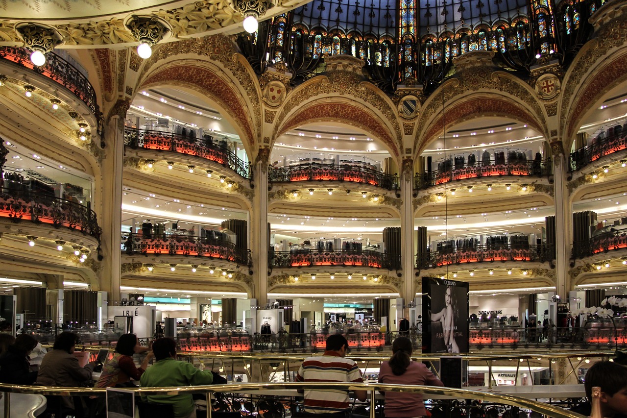 Galeries Lafayette, balconies and lower floor  Paris shopping, Galeries  lafayette, Paris france