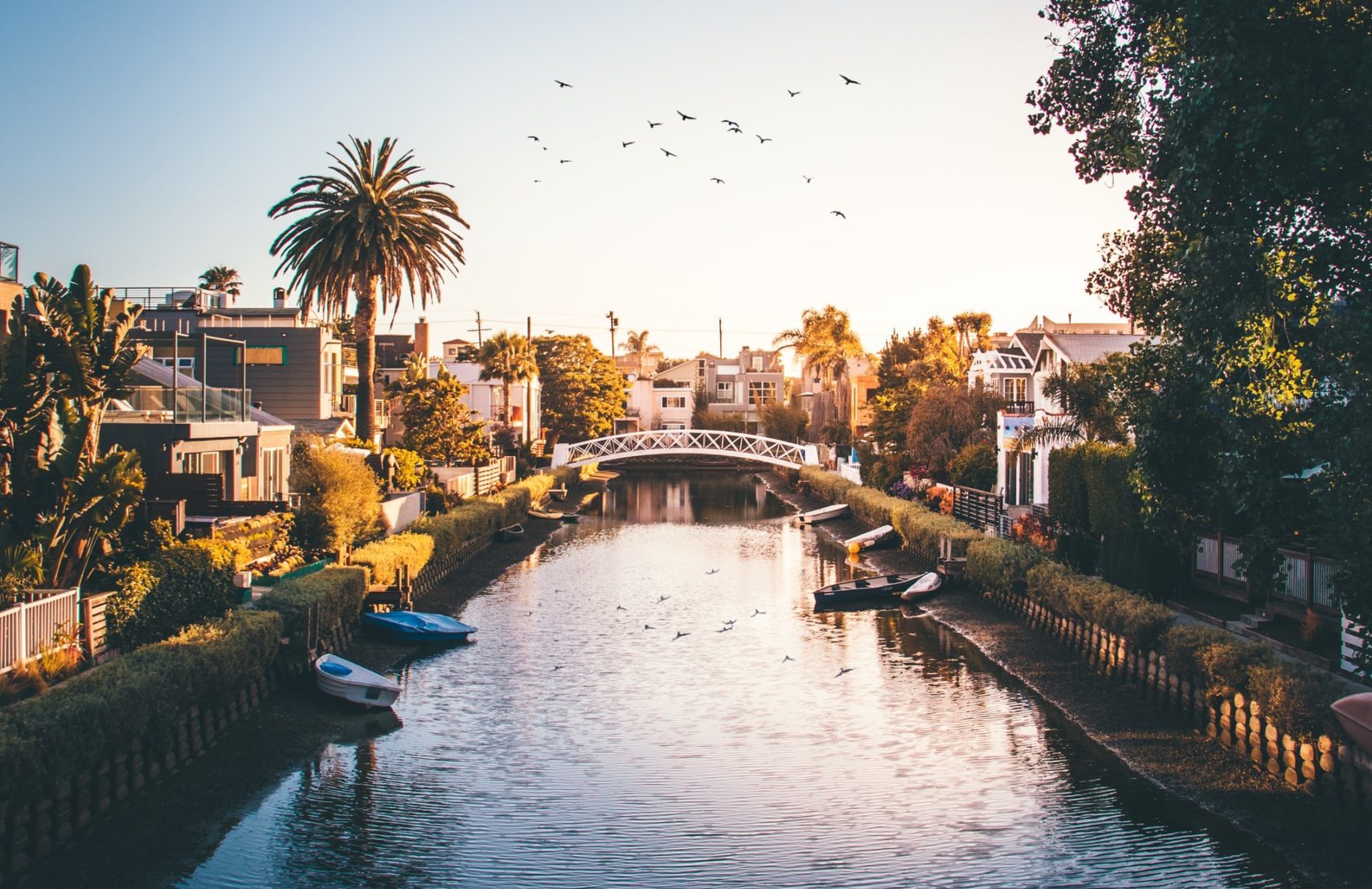 venice canals at dusk