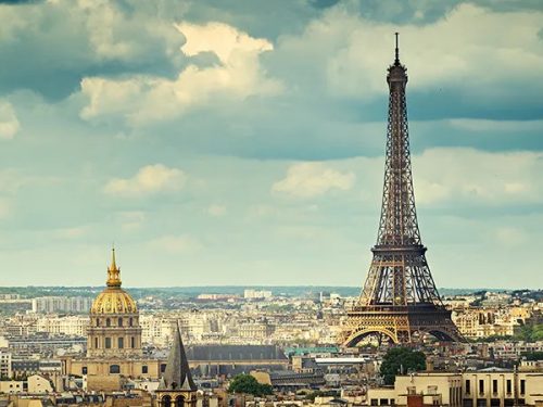 Panorama of Paris with view of Eiffel Tower