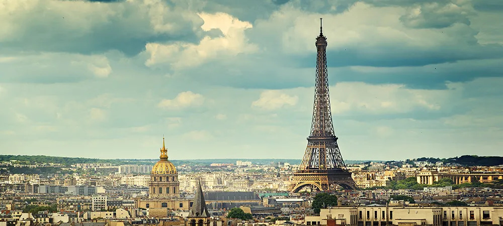 Panorama of Paris with view of Eiffel Tower