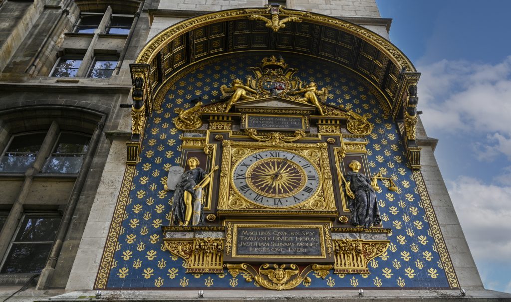 Clock tower at the Conciergerie in Paris