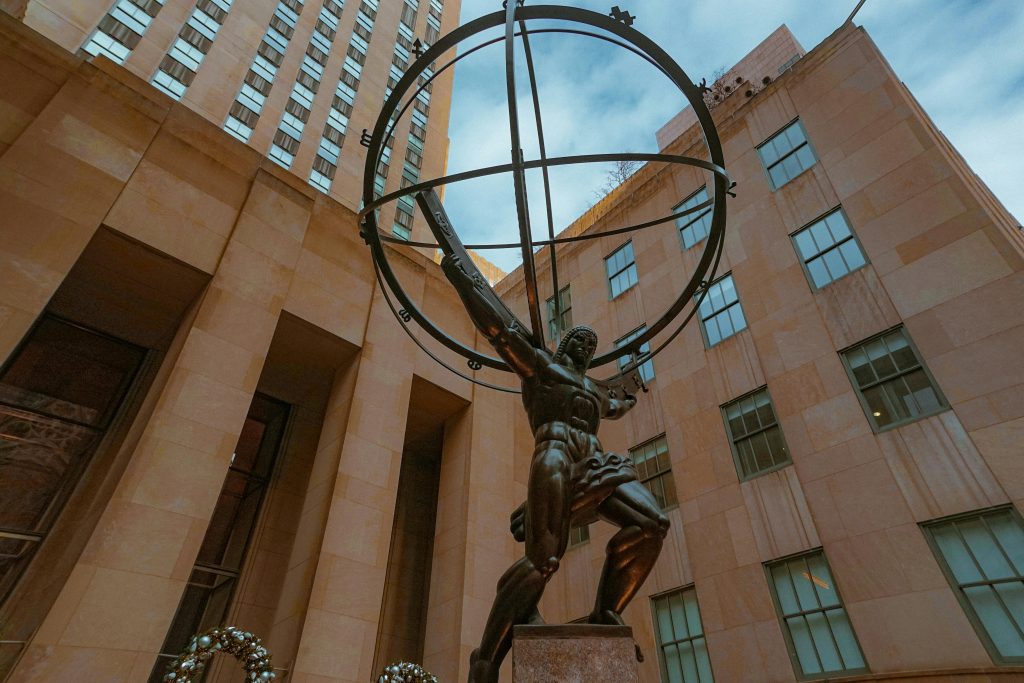 Close up of Atlas Statue in Rockefeller Plaza NYC