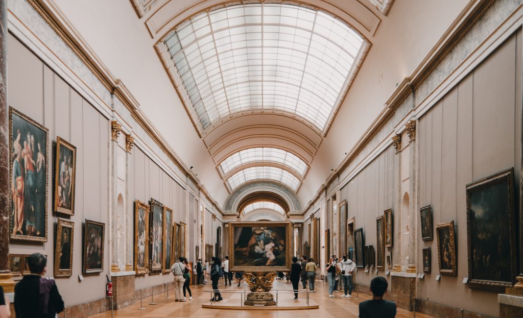 Gallery hallway inside the Louvre