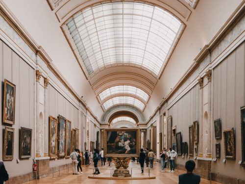 Gallery hallway inside the Louvre