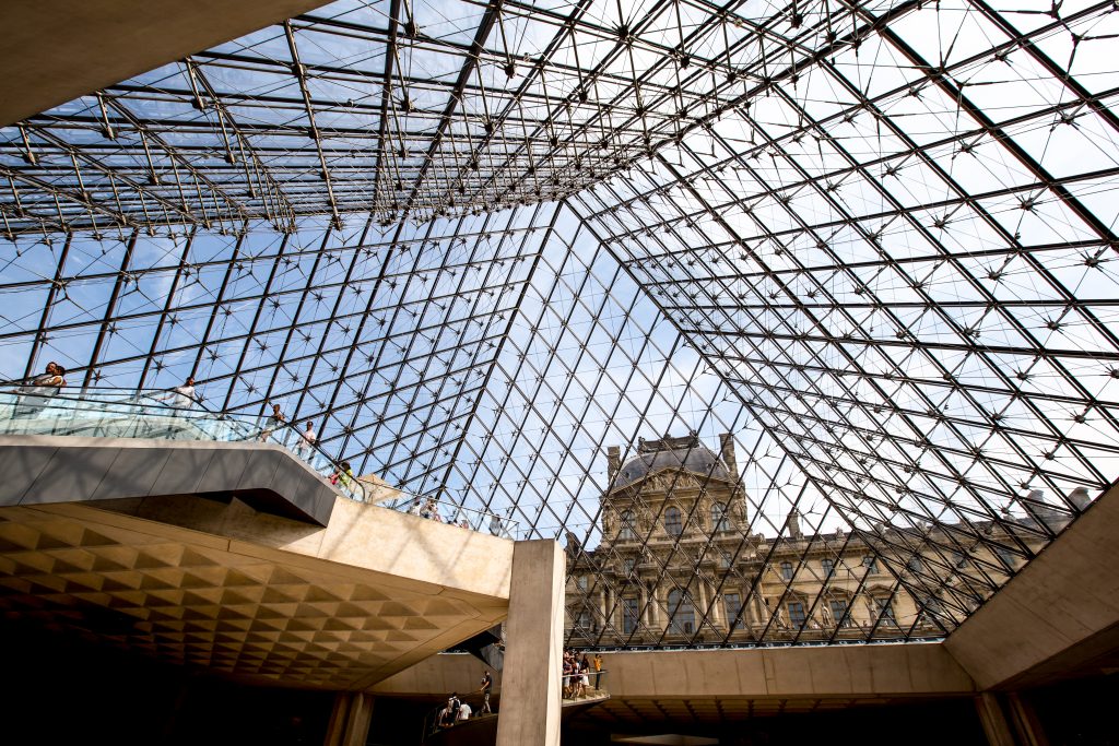 Glass of Louvre Museum entrance