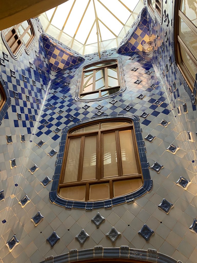 Low angle shot of interior of Casa Batlló