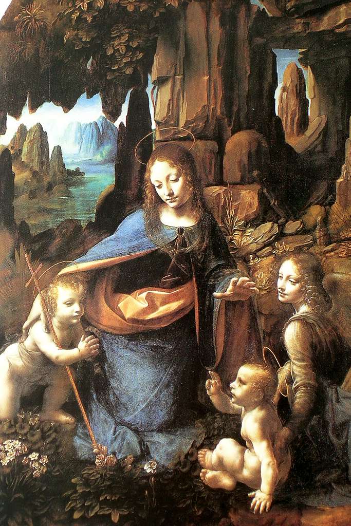 The Virgin of the Rocks painting by Leonardo da Vinci at the Louvre