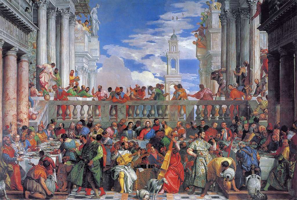 The Wedding at Cana painting by Paolo Veronese in the Louvre Museum