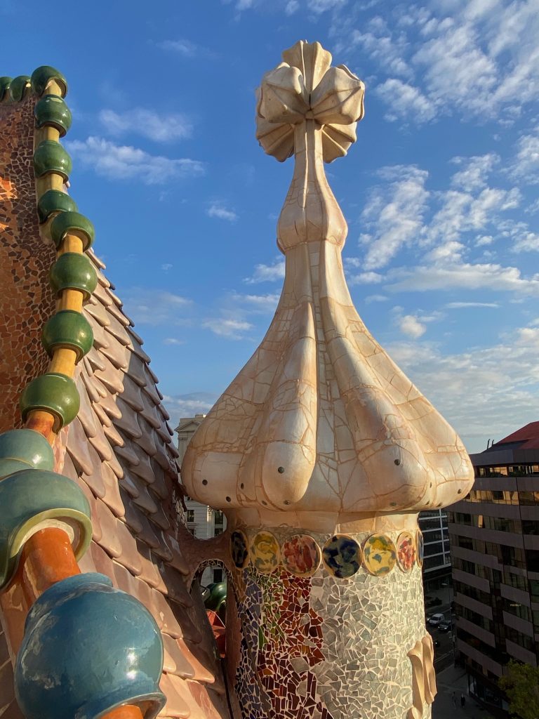 View of art on rooftop of Casa Batllo