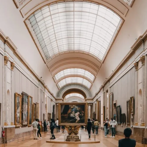 View of inside the Louvre Museum