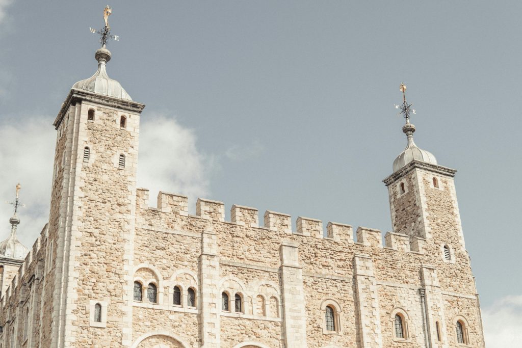 Close up shot of White Tower at Tower of London