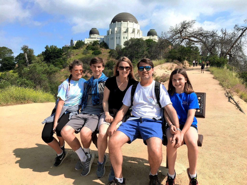 Family posing at Griffith Park Los Angeles