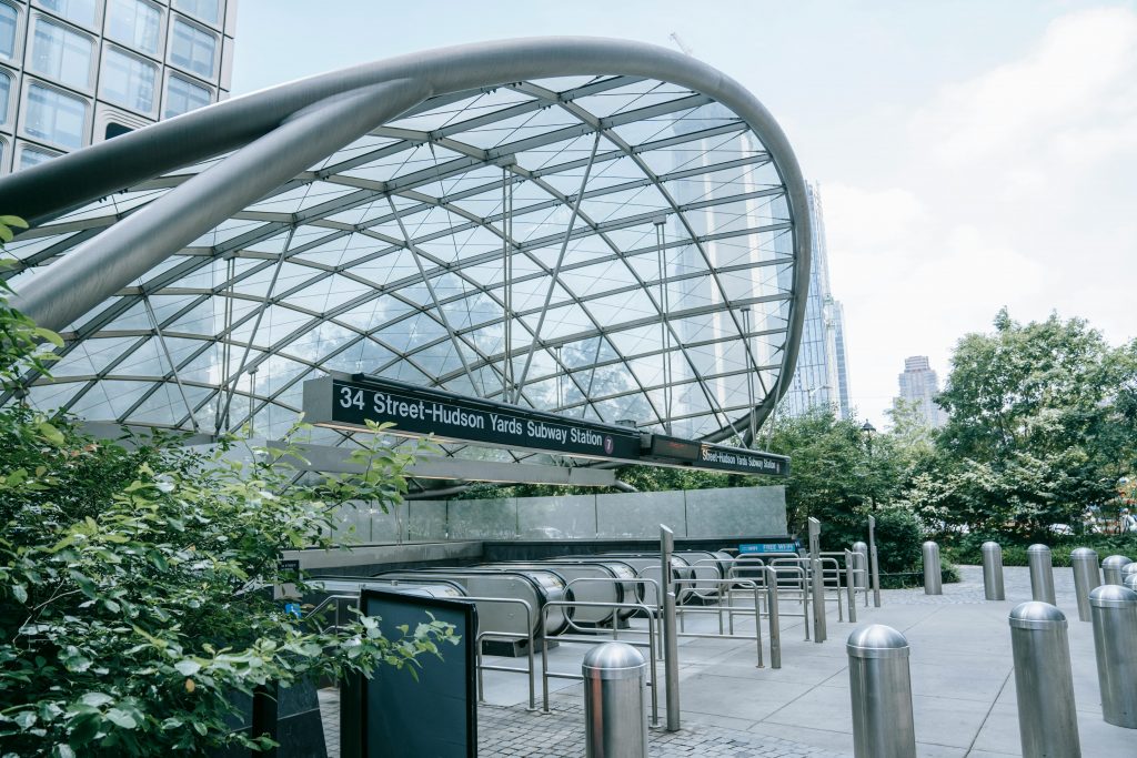 Hudson Yards Subway station entrance in NYC