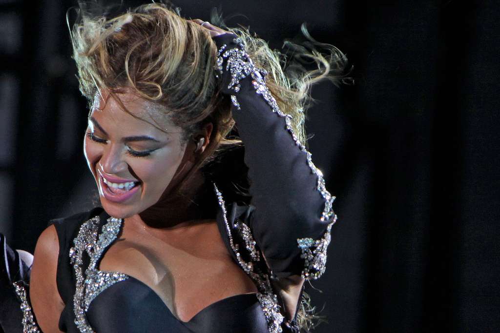  Beyonce looks down at her fans during her performance at the Summer Sonic Music Festival 