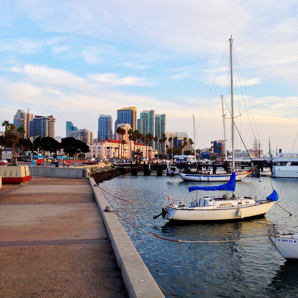 Boat and pier in San Diego