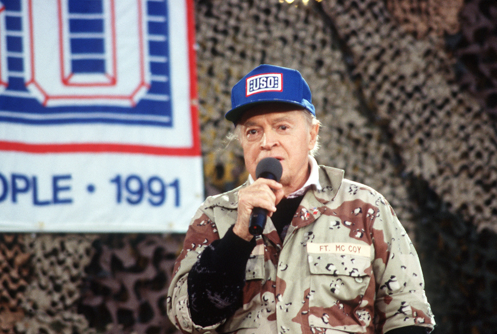 Bob Hope performing for military personnel in 1991