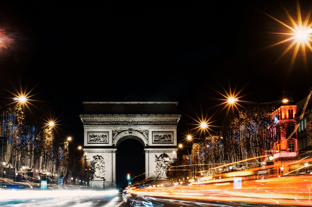 Champs-Élysées in the evening in Paris, France